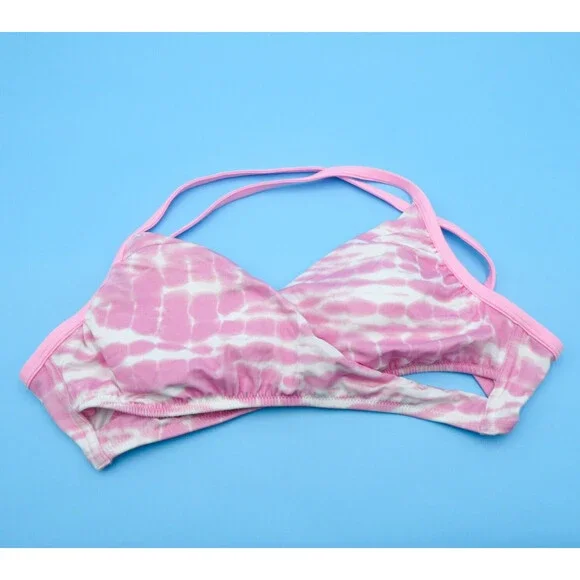 Victorias Secret Large Pink Tie Dye Cutout Wrap Style Bikini Top Padded Swim New - Picture 1 of 10